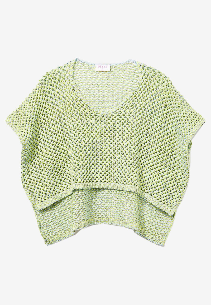 Pucci Crochet Knit Cropped Top 3RKM20 3R954 A65 Green