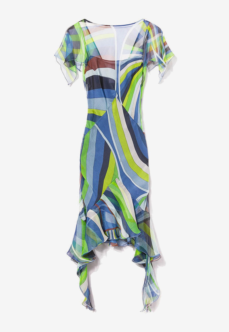 Pucci Iride Print Asymmetric Mini Dress 3RRG48 3R782 020 Multicolor