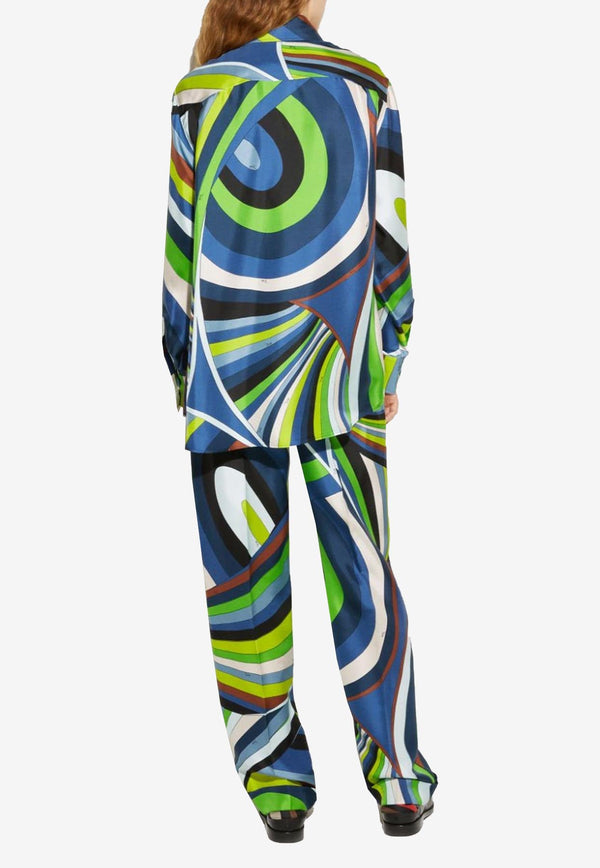 Emilio Pucci Iride-Print Long-Sleeved Silk Shirt Multicolor 3RRJ02 3R751 020