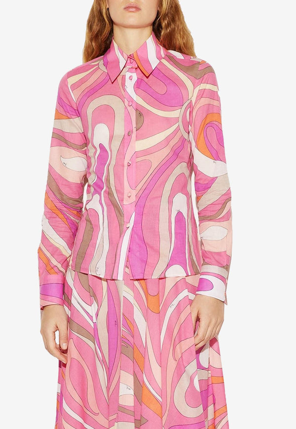 Emilio Pucci Marmo-Print Muslin Shirt Pink 3RRJ05 3R764 034