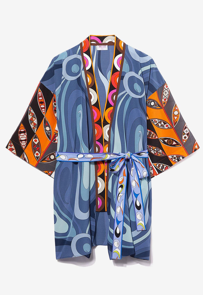 Emilio Pucci Marmo and Girandole-Print Silk Kimono Multicolor 3RRL20 3R763 009