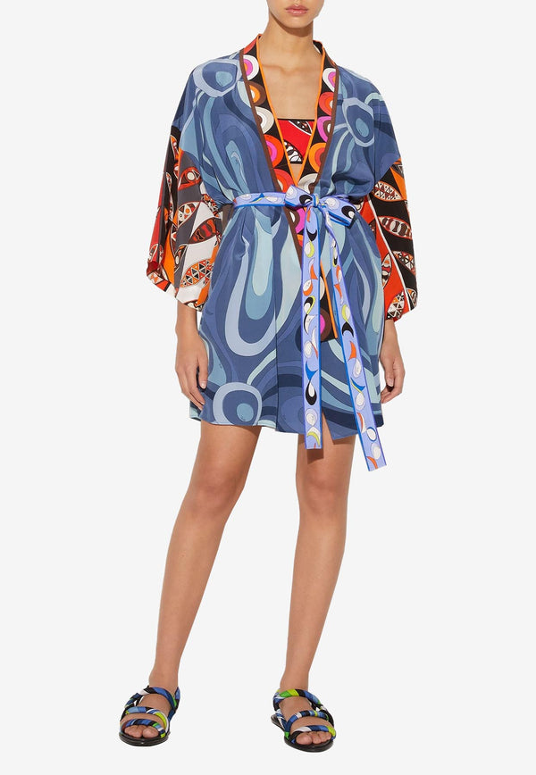 Emilio Pucci Marmo and Girandole-Print Silk Kimono Multicolor 3RRL20 3R763 009
