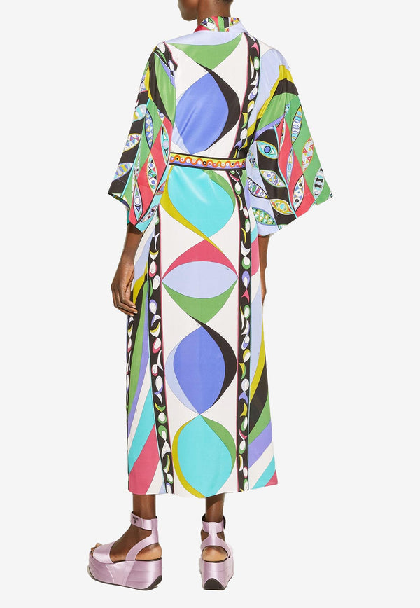 Emilio Pucci Girandole-Print Maxi Silk Robe Multicolor 3RRL25 3R773 039