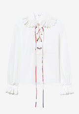 Emilio Pucci Broderie-Anglaise Ruffled Blouse White 3RRM35 3R627 100