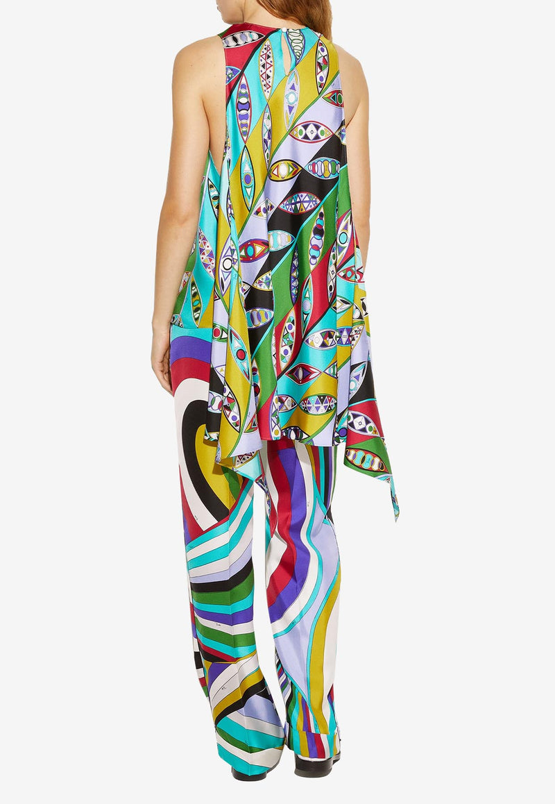 Emilio Pucci Girandole-Print Sleeveless Silk Top Multicolor 3RRM56 3R741 029