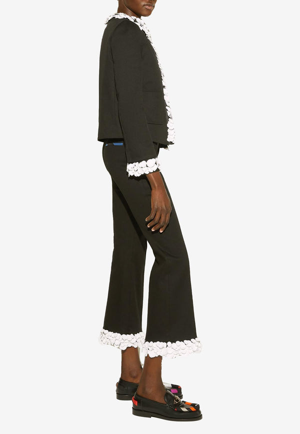 Emilio Pucci Sequined-Hem Tailored Pants Black 3RRT40 3R601 999