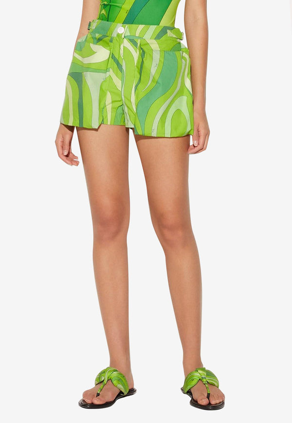 Pucci Marmo-Print Mini Shorts Green 3RRU26 3R768 010