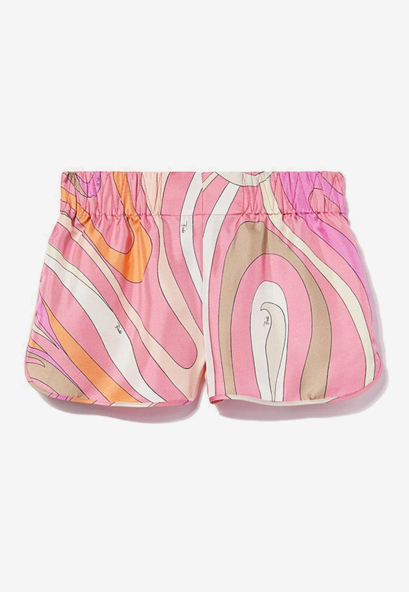 Pucci Marmo-Print Silk Mini Shorts Pink 3RRU30 3R761 034
