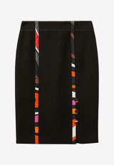 Emilio Pucci Mini Pencil Skirt with Marmo Inserts Black 3RRV05 3R600 999