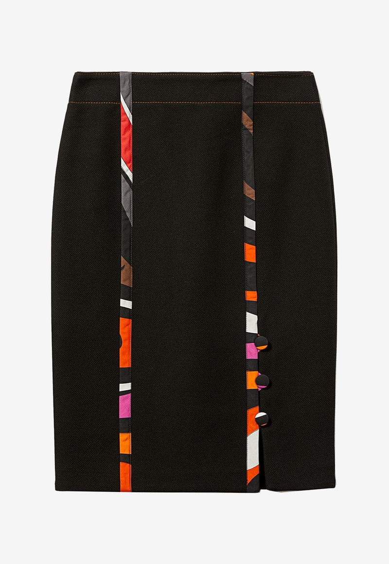 Emilio Pucci Mini Pencil Skirt with Marmo Inserts Black 3RRV05 3R600 999