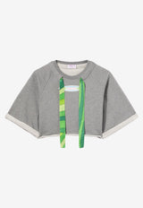 Emilio Pucci Cropped Pullover Sweatshirt Gray 3RTM05 3R988 707