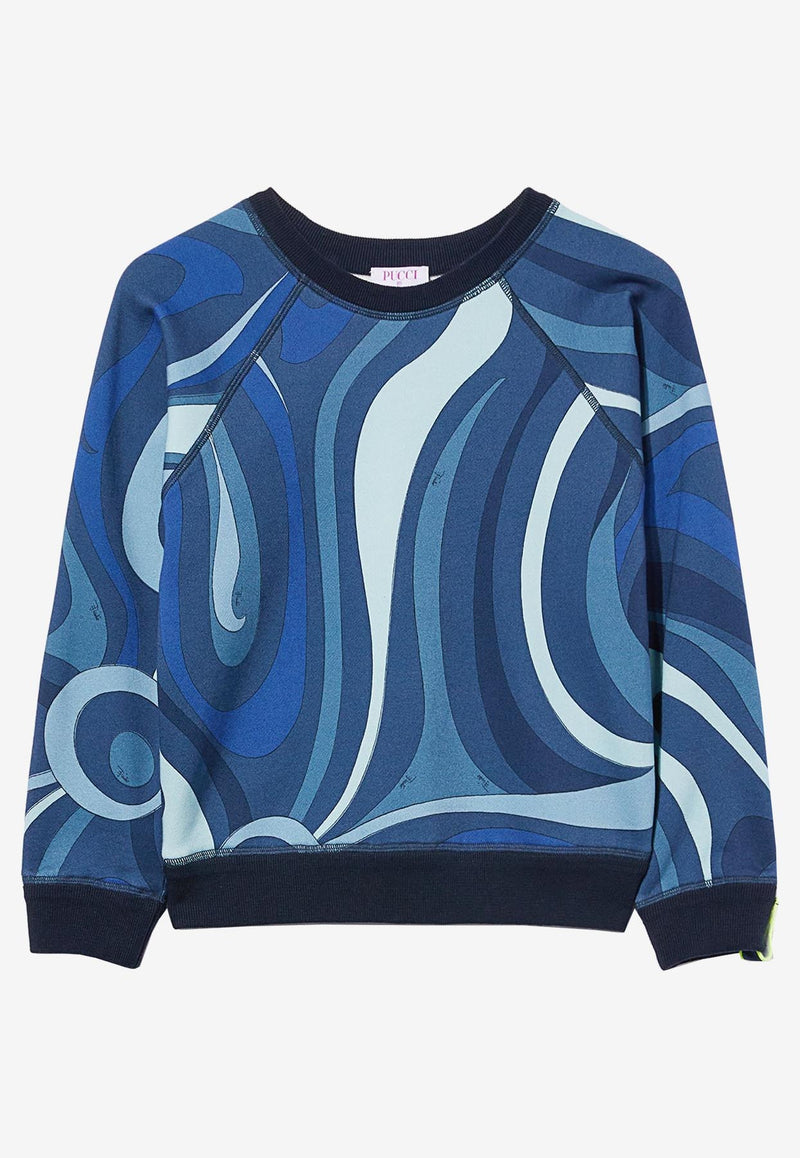 Emilio Pucci Marmo Pullover Sweatshirt Blue 3RTM48 3R979 009