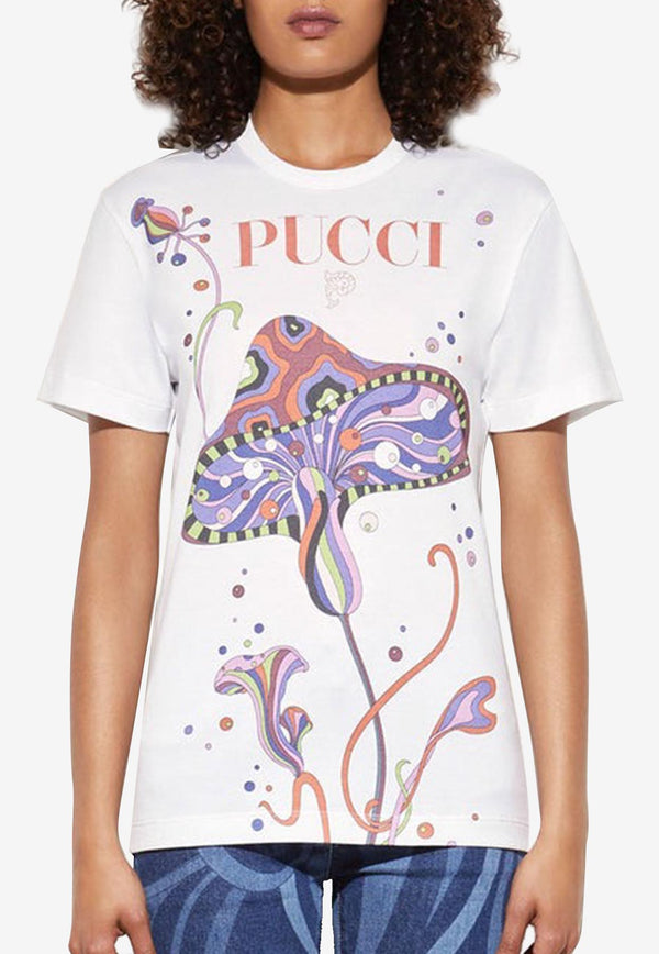 Pucci Fungo Print Crewneck T-shirt White 3RTP35 3R953 100