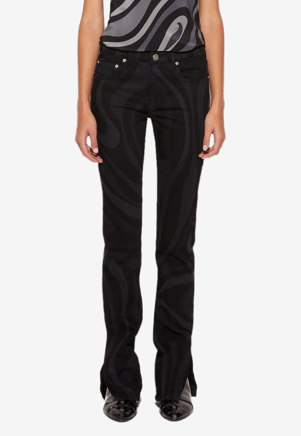 Pucci Marmo-Print Straight-Leg Jeans Black 3UDT10 3U998 M94