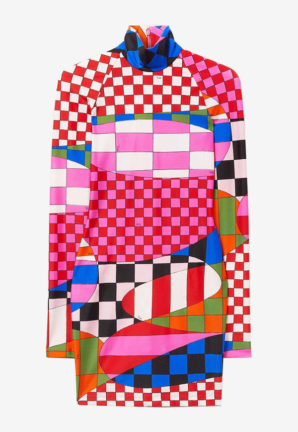 Pucci Giardino Print Mock-Neck Mini Dress Multicolor 3UJG21 3U785 003