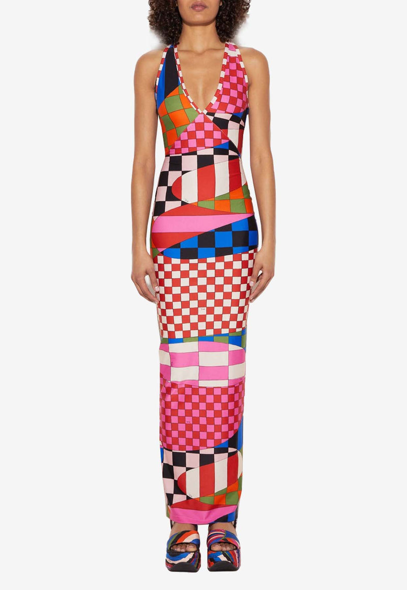 Pucci Giardino Print V-neck Maxi Dress Multicolor 3UJI06 3U785 003