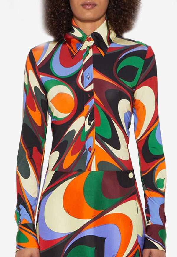 Pucci Onde Print Long-Sleeved Shirt Multicolor 3UJJ07 3U796 016