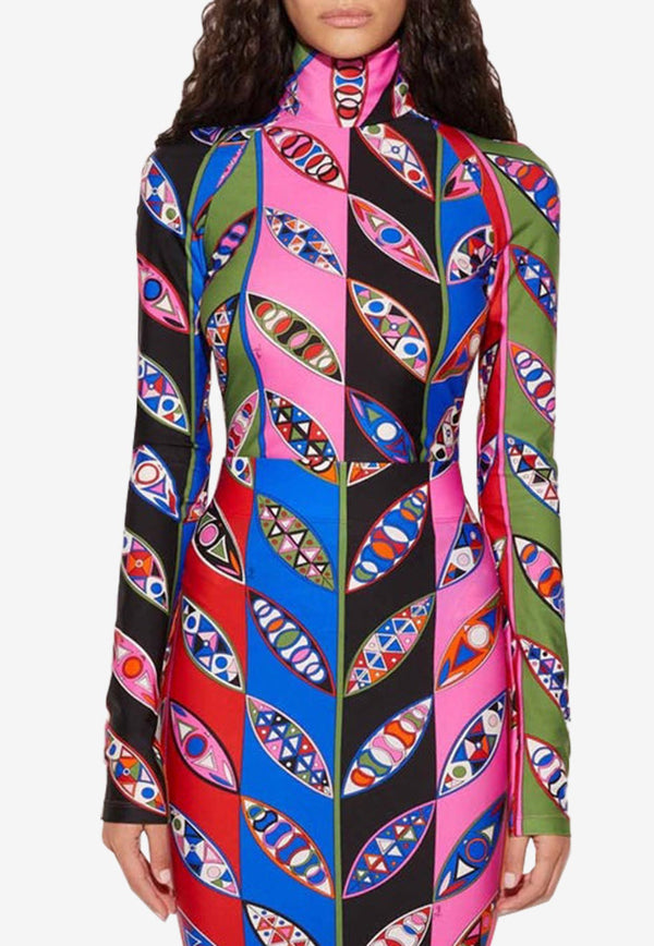 Pucci Girnandole Print Mock-Neck Top Multicolor 3UJM30 3U745 019