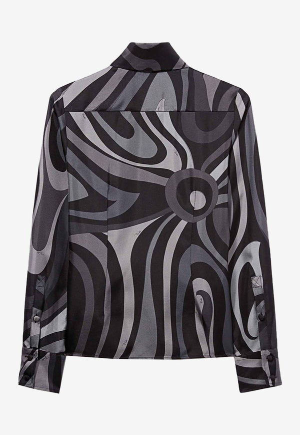 Pucci Marmo Print Long-Sleeved Shirt Black 3URJ14 3U761 006