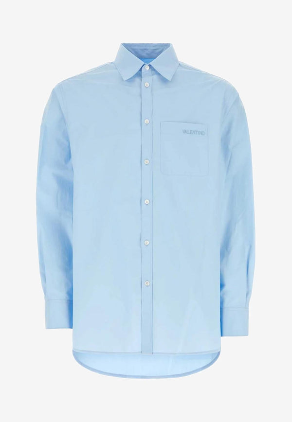 Valentino Logo Long-Sleeved Shirt 3V3ABA979L3 C43 Blue