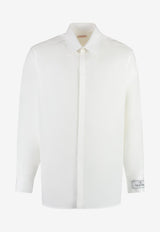 Valentino Logo Label Long-Sleeved Shirt 3V3ABR954WW 0BO White