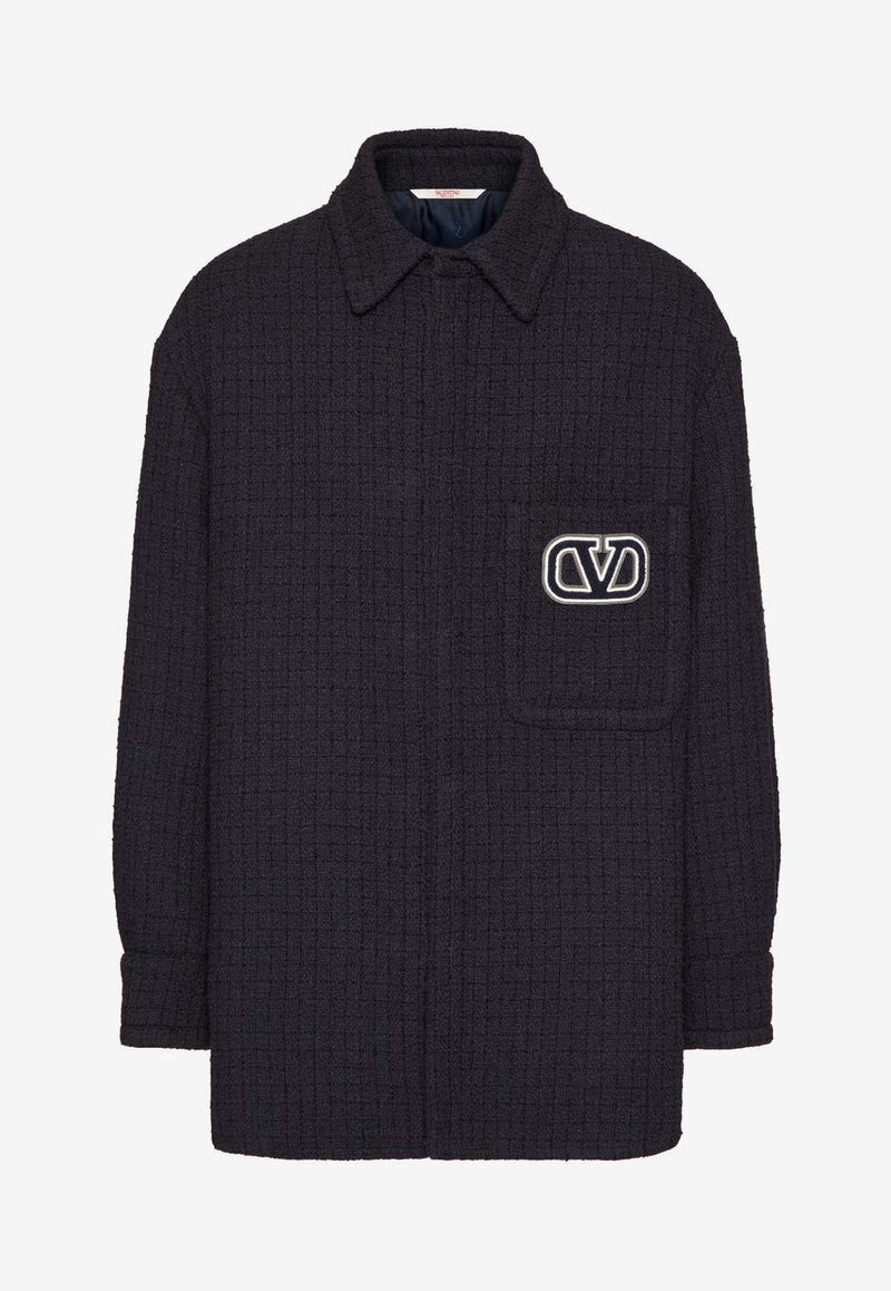 Valentino VLogo Tweed Overshirt 3V3CIH379GA 598 Navy