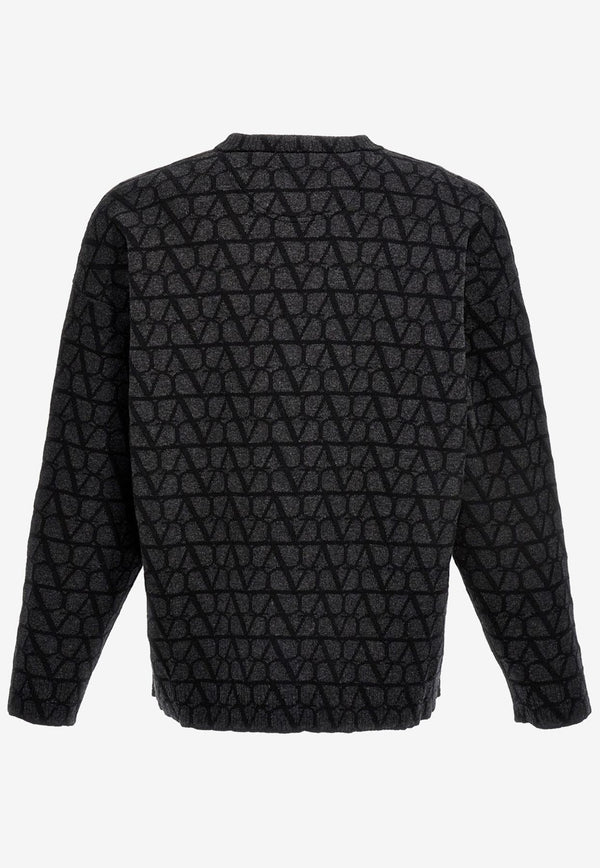 Valentino Toile Iconographe Wool Sweater 3V3KC27A9K3 MJG Gray