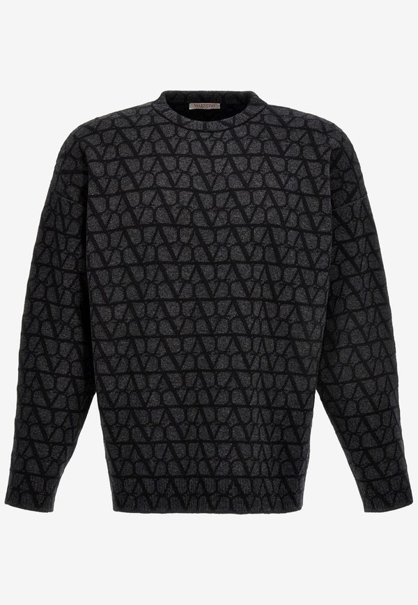 Valentino Toile Iconographe Wool Sweater 3V3KC27A9K3 MJG Gray