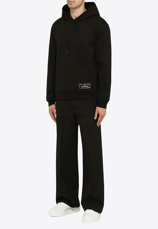 Valentino Logo Patch Hooded Sweatshirt Black 3V3MF26L9K8/N_VALE-0NO