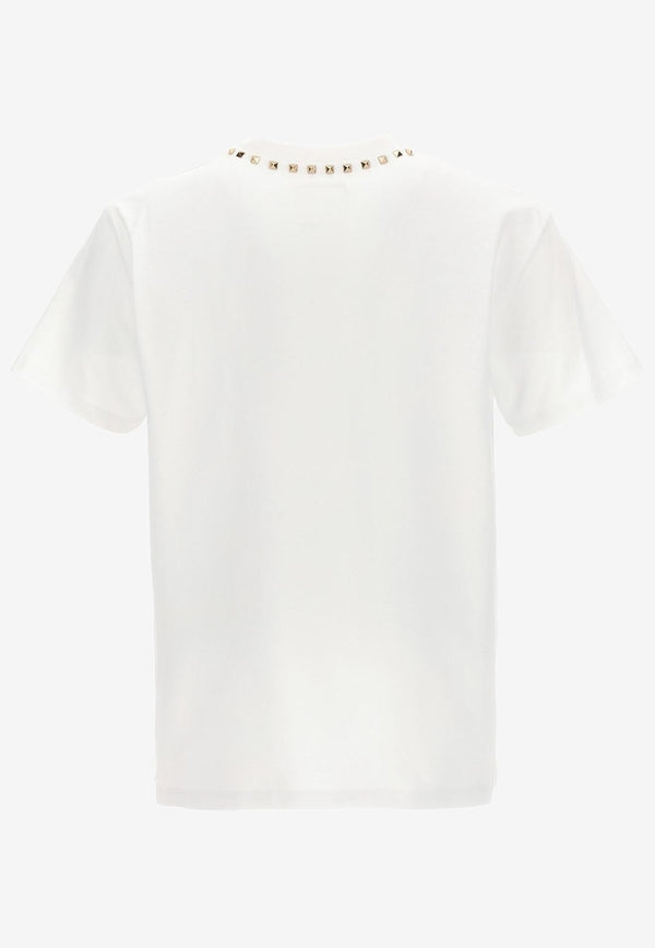 Valentino Rockstud Short-Sleeved T-shirt 3V3MG08X959 0BO White