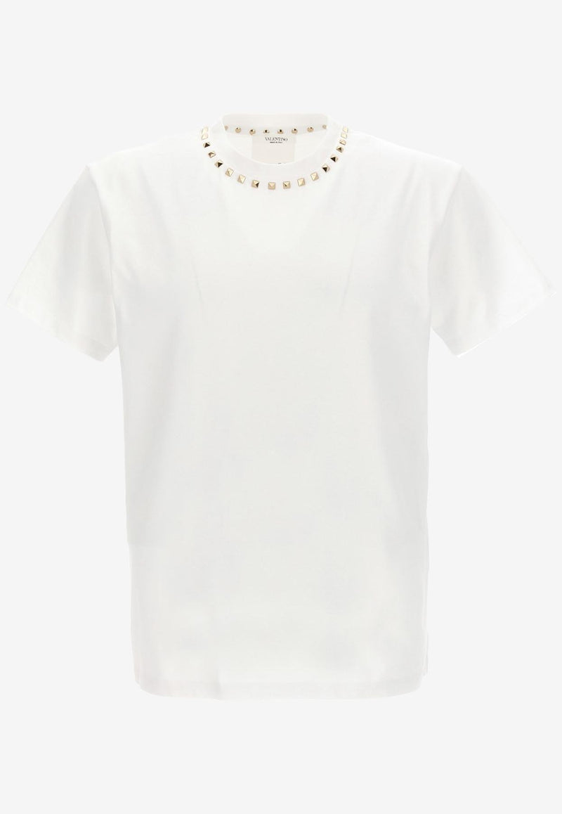 Valentino Rockstud Short-Sleeved T-shirt 3V3MG08X959 0BO White