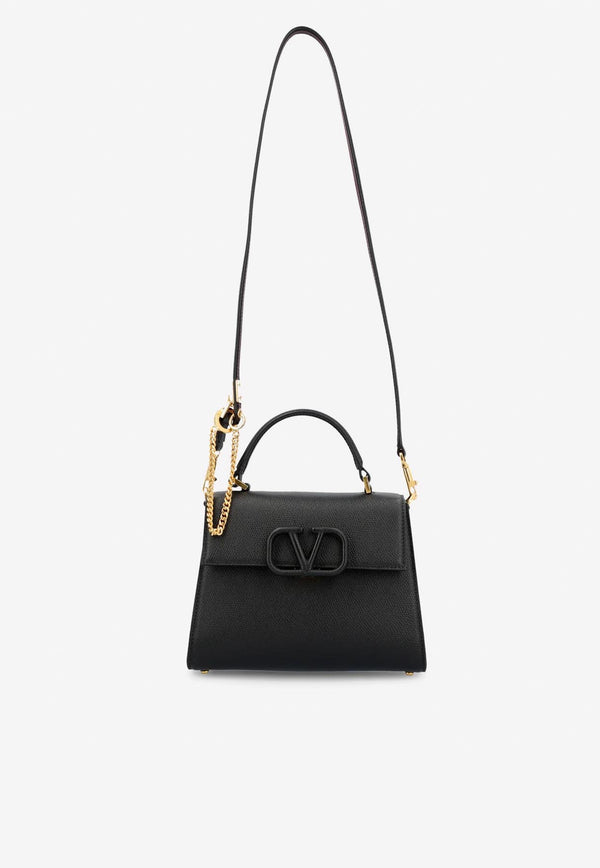 Valentino Small VSLING Top Handle Bag in Calf Leather Black 3W2B0F53KGW R82