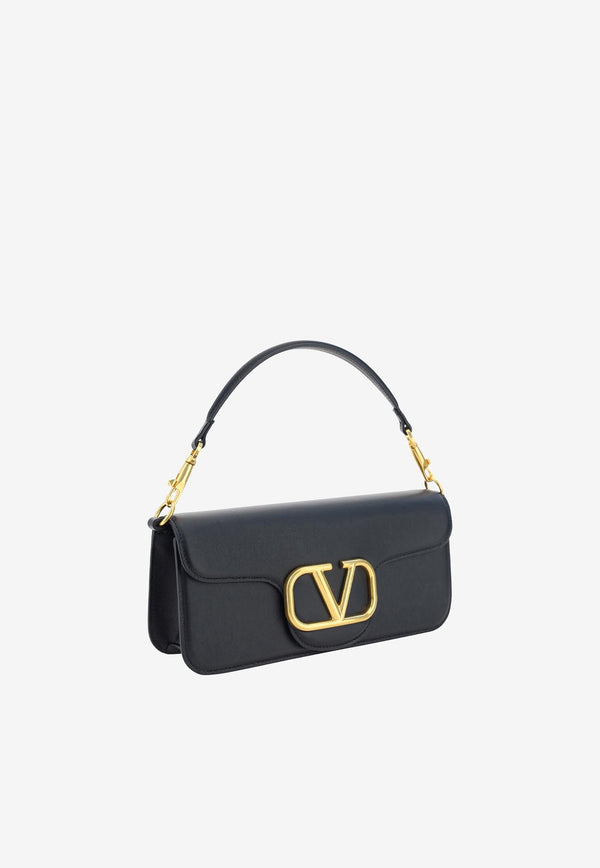 Valentino VLogo Locò Shoulder Bag in Calf Leather Black 3W2B0K30ZXL 0NO