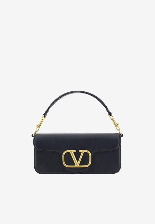 Valentino VLogo Locò Shoulder Bag in Calf Leather Black 3W2B0K30ZXL 0NO