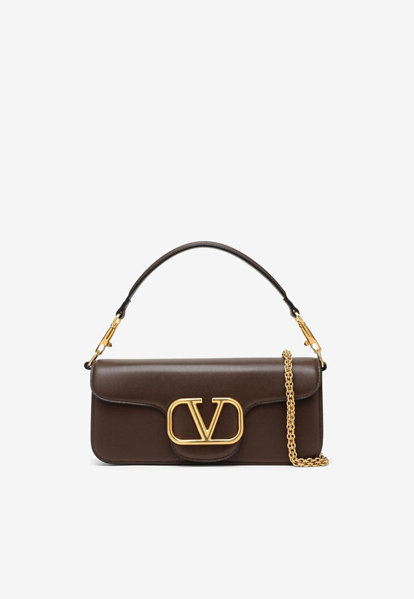 Valentino VLogo Locò Shoulder Bag in Calf Leather Brown 3W2B0K30ZXL 514