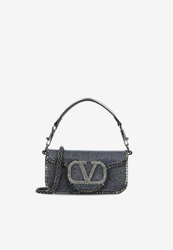 Valentino Small Locò Embroidered Shoulder Bag Blue 3W2B0K53DTJ KCL