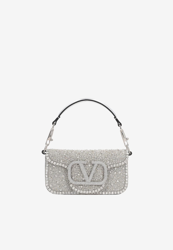 Valentino Small Locò Embroidered Shoulder Bag Silver 3W2B0K53FJC KCQ