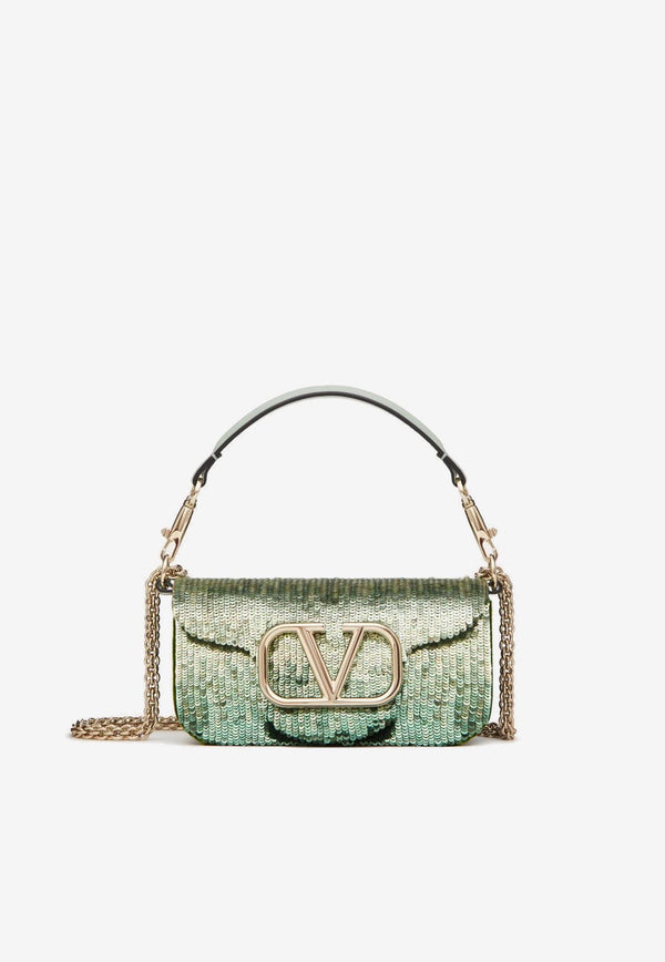 Valentino Small Locò Embroidered Ombre Shoulder Bag Green 3W2B0K53GVF MPM