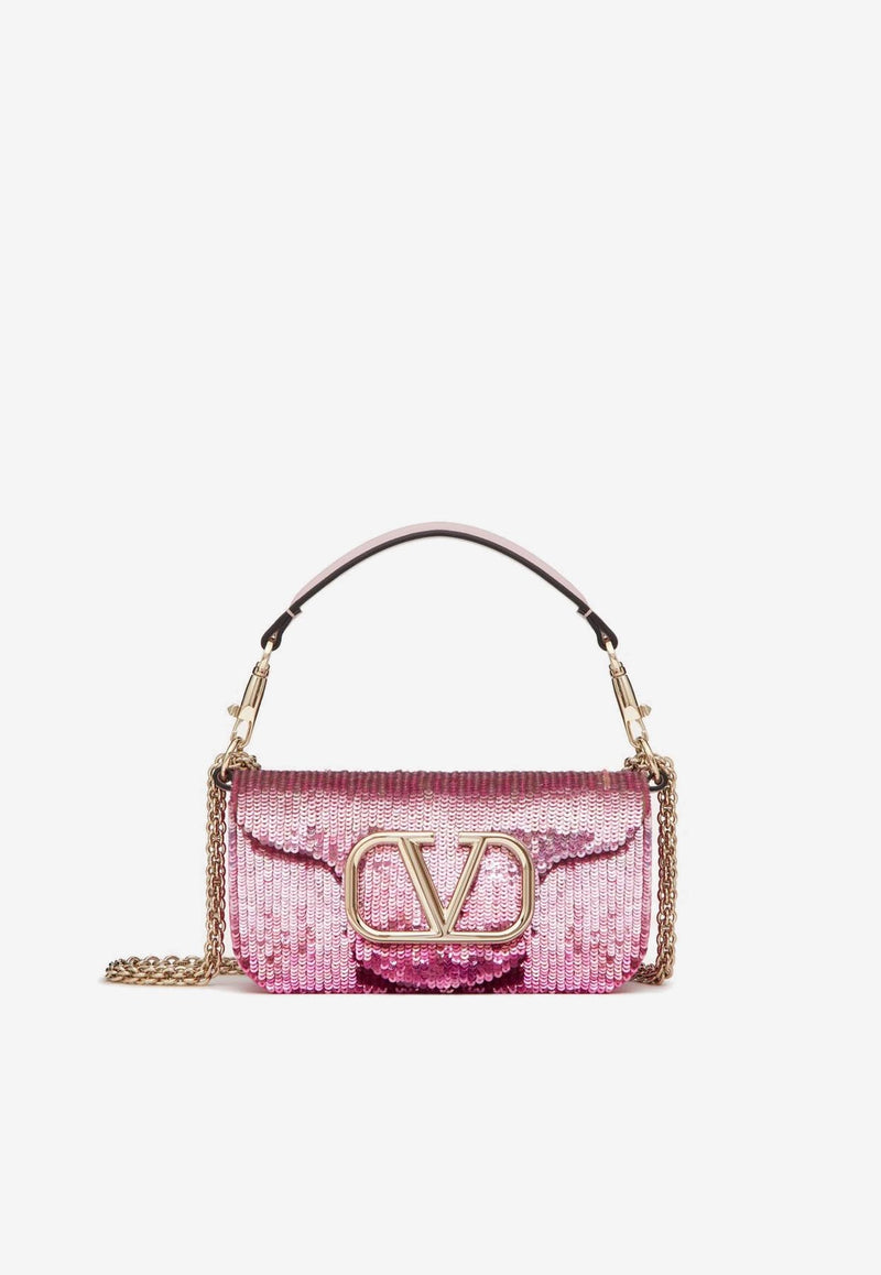 Valentino Small Locò Embroidered Ombre Shoulder Bag Pink 3W2B0K53GVF MPP
