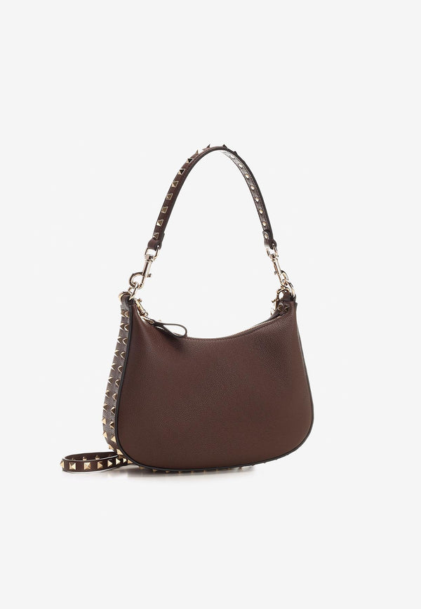Valentino Small Rockstud Hobo Bag Grained Leather Brown 3W2B0M37TAG 514