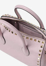 Valentino Rockstud Grained Leather Top Handle Bag Lilac 3W2B0M40TAG 6E0