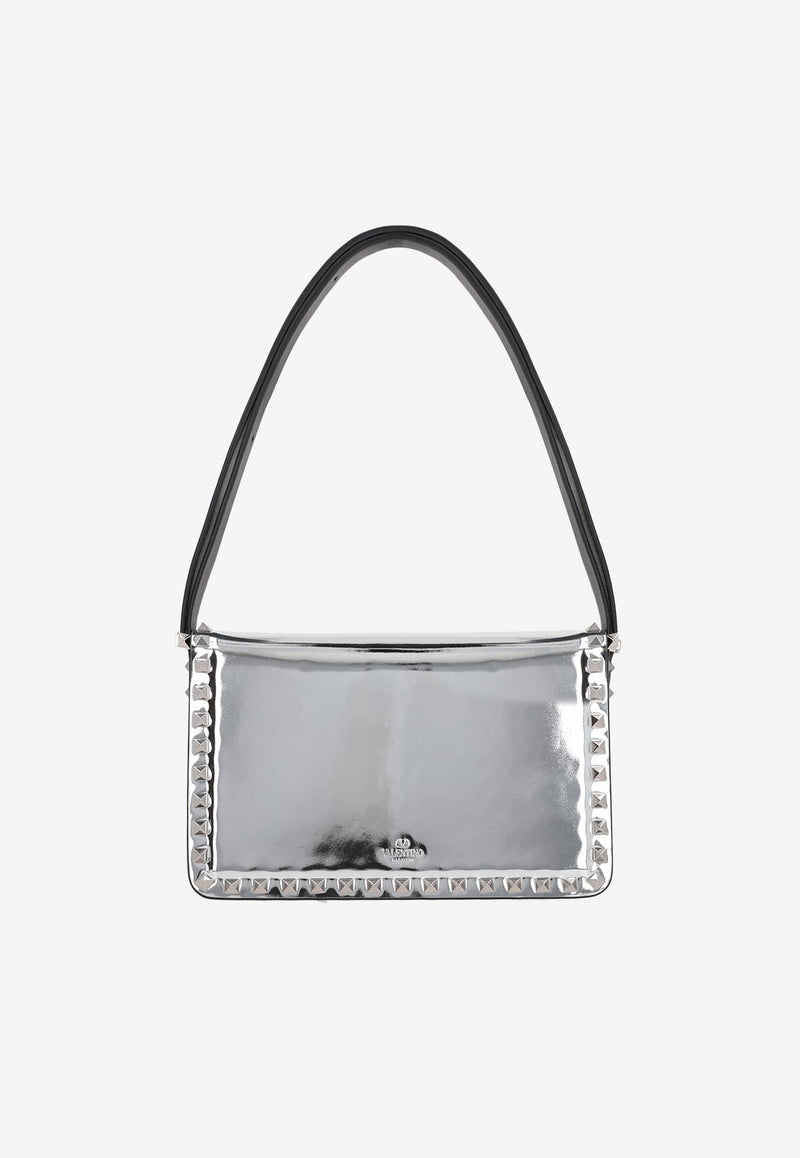 Valentino Medium Rockstud23 Shoulder Bag in Mirror-Effect Leather Silver 3W2B0M41QTE S13
