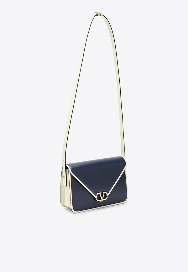 Valentino Letter Shoulder Bag in Smooth Leather Blue 3W2B0M50UIZ/N_VALE-MQJ