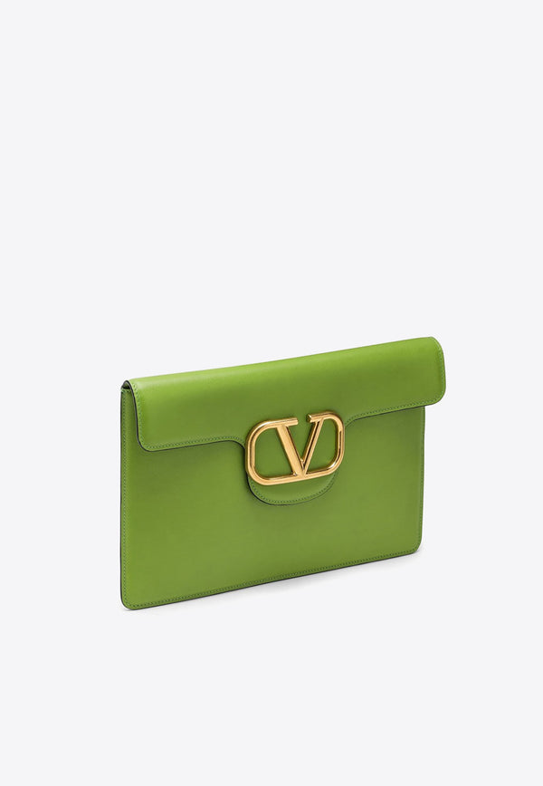 Valentino VLogo Leather Envelope Pouch 3W2P0Z17ZXL/N_VALE-EW5 Green