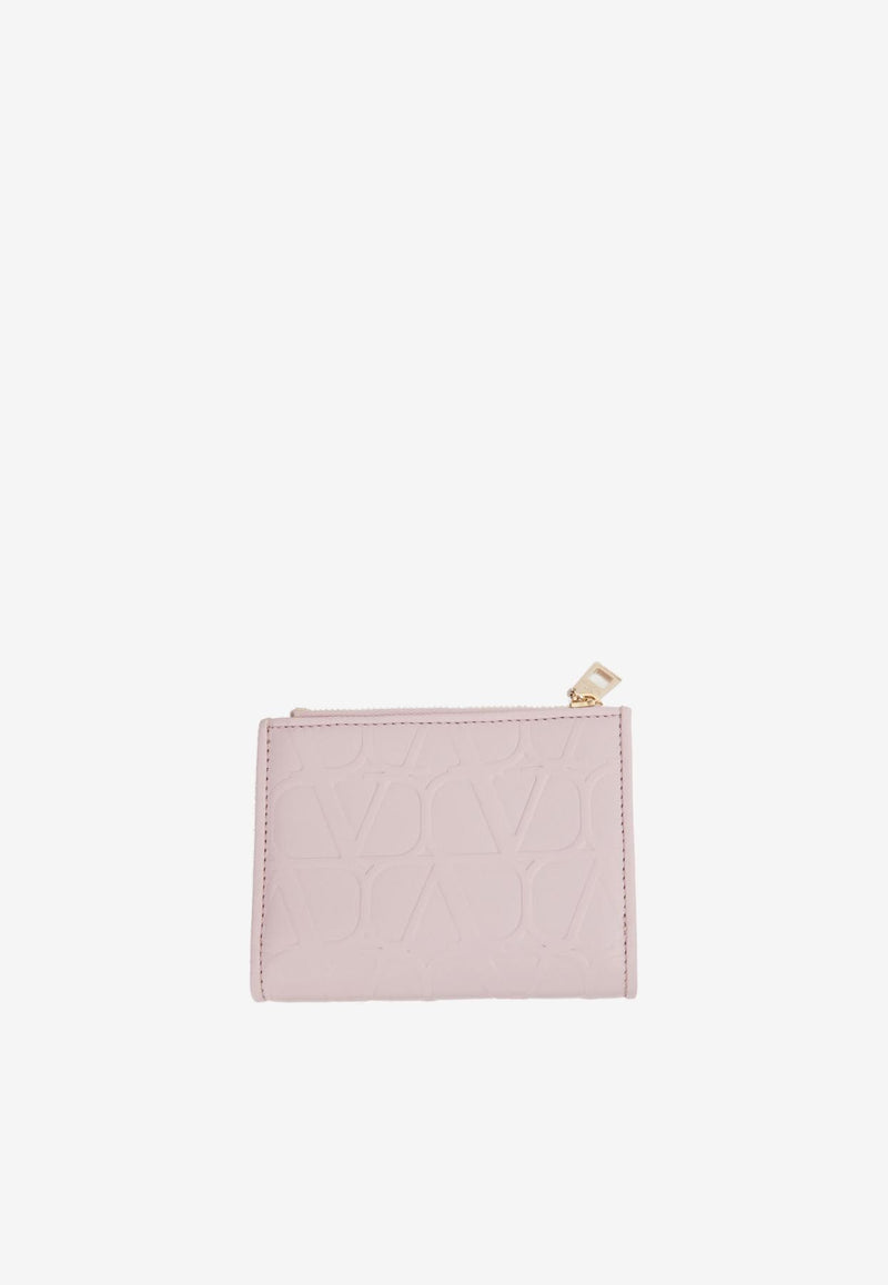 Valentino Embossed Iconographe Leather Zip Wallet Lilac 3W2P0Z34EHB 6E0