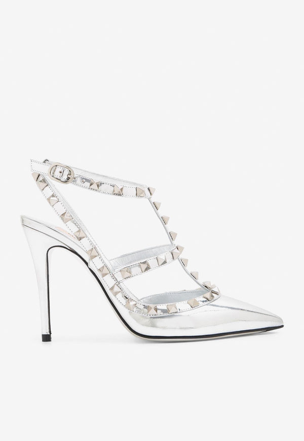 Valentino Rockstud 100 Mirror Leather Pumps Silver 3W2S0393WRP S13