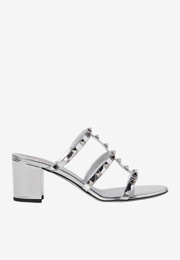 Valentino Rockstud 60 Sandals in Mirror Leather Silver 3W2S0C47WRP S13