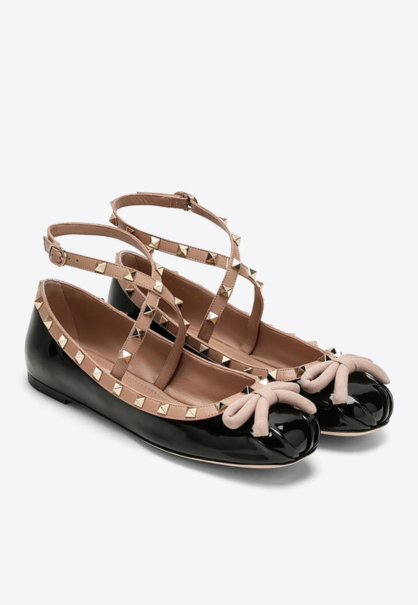 Valentino Rockstud Ballet Flats in Patent Leather 3W2S0HB6VNW/N_VALE-N71 Black
