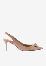 Valentino One Stud 70 Slingback Pumps in Patent Leather Nude 3W2S0HC8KCC GF9