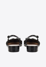Valentino VLogo Slingback Flat Pumps in Patent Leather Black 3W2S0HG0TMK 0NO